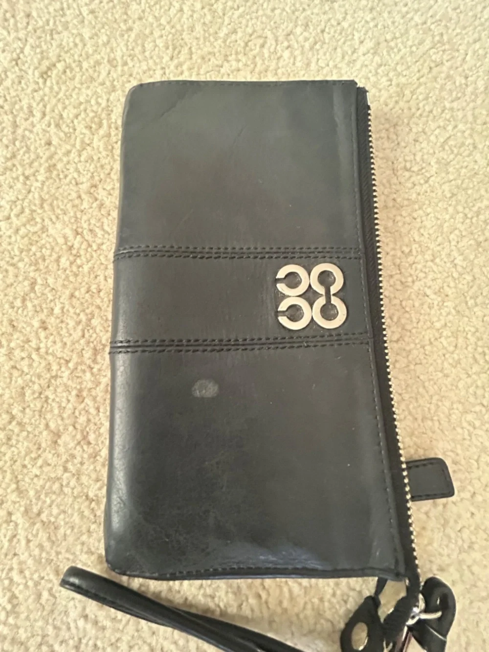Coach Julia black leather wristlet